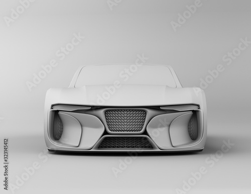 Clay rendering of electric powered sports coupe with copy space, 3D rendering image. 