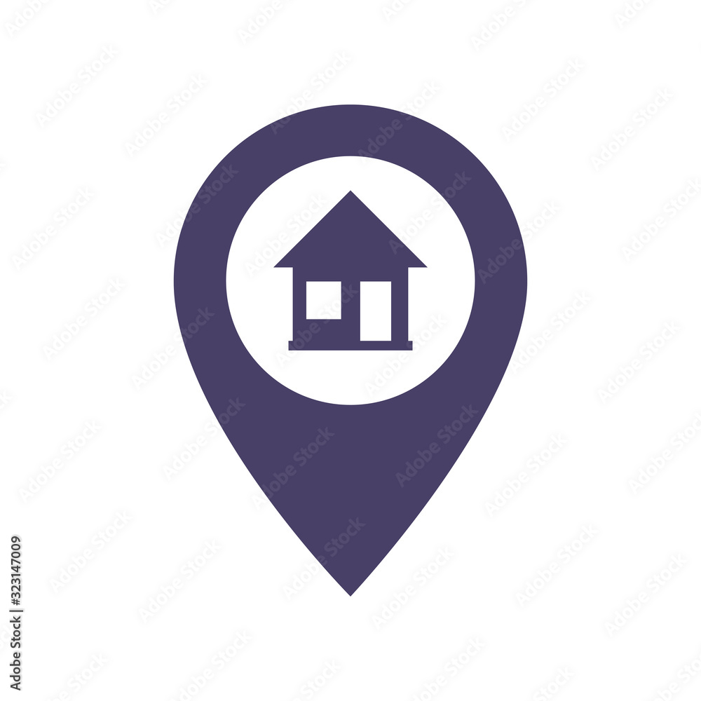 Location icon flat with house on white background. Vector illustration. EPS 10 Location icon flat with house on white background. Vector illustration. EPS 10