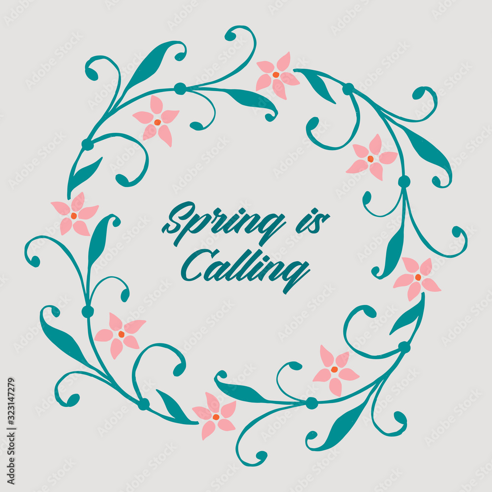 Spring calling celebration invitation card design, with beautiful leaf and floral frame design. Vector Spring calling celebration invitation card design, with beautiful leaf and floral frame design. Vector