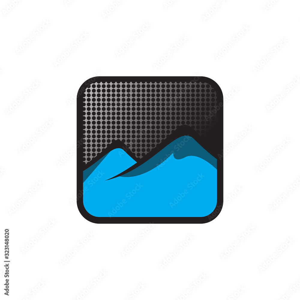 Modern button symbol mountain logo vector design illustration Modern button symbol mountain logo vector design illustration