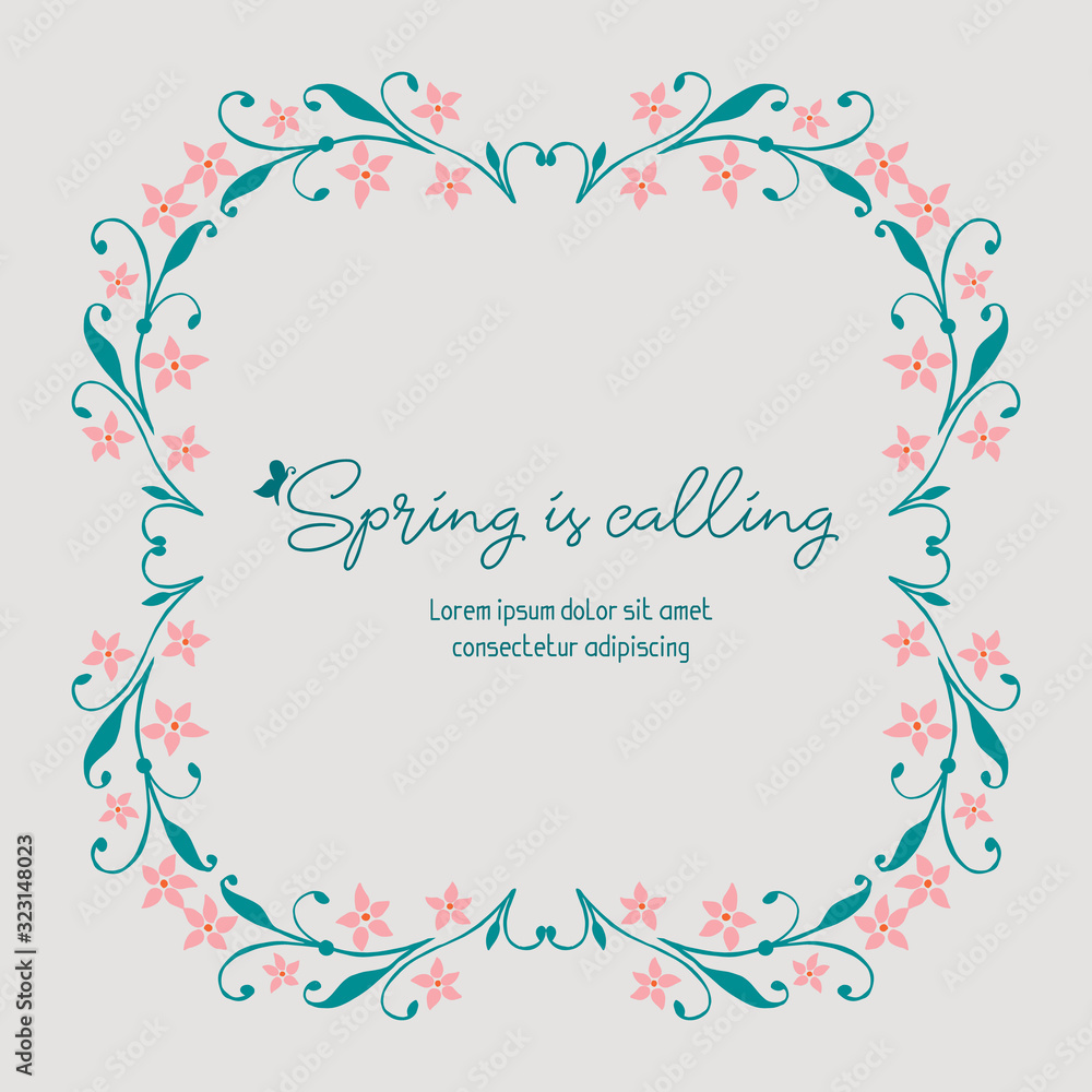 Ornate leaf and floral frame, for spring calling greeting card template design. Vector Ornate leaf and floral frame, for spring calling greeting card template design. Vector