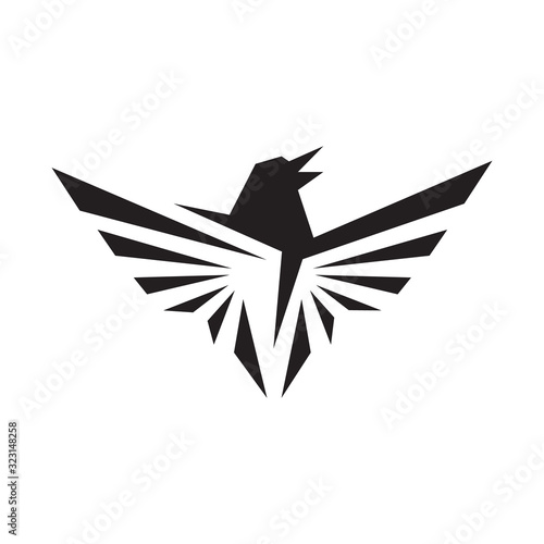 simple black crow raven logo design vector sign illustrations