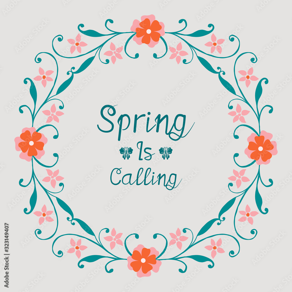 The beauty of leaf and floral frame, for spring calling greeting card concept. Vector