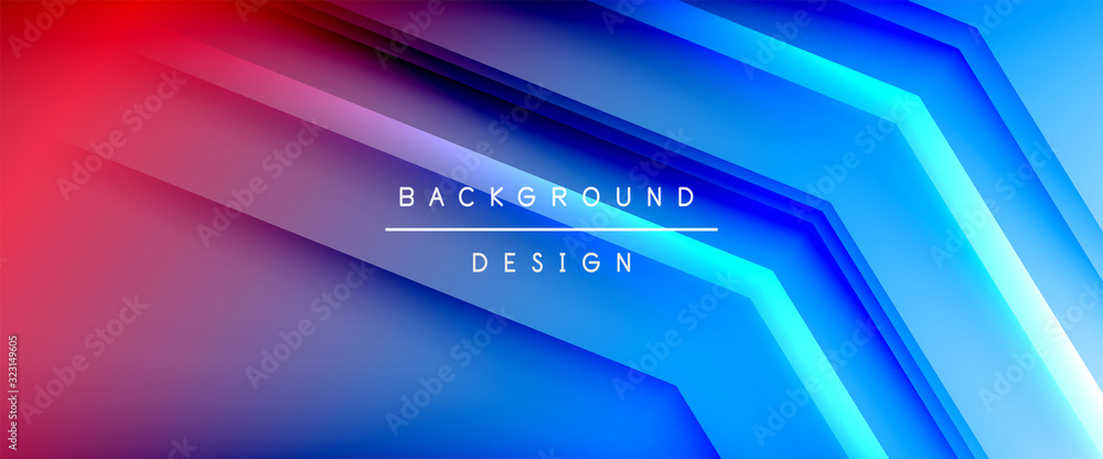 Obraz premium Arrow lines, technology digital template with shadows and lights on gradient background. Trendy simple fluid color gradient abstract background with dynamic straight shadow lines effect