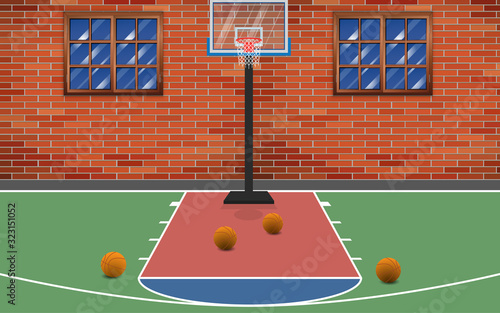 Basketball court at the backyard	