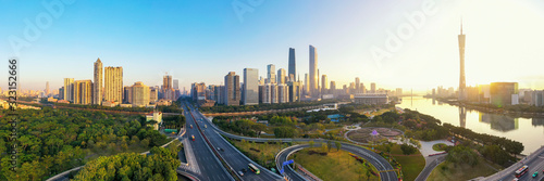 Aerial photo of CBD complex in Guangzhou, China