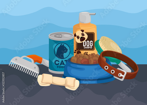 set items pet shop icons vector illustration design