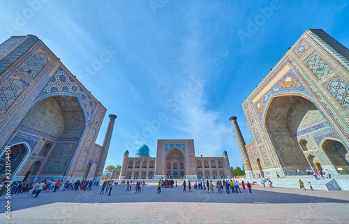 Quadro su tela registan, samarkand, uzbekistan