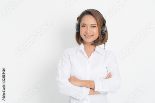 Call center operator woman.