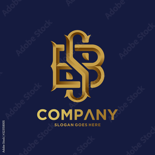 Monogram logo with golden letter design illustration