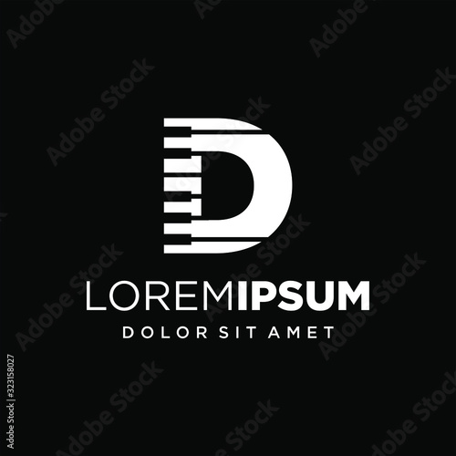 Initial Letter D Piano Logo Design