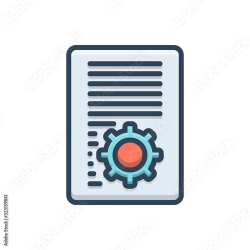 Color illustration icon for document Setting