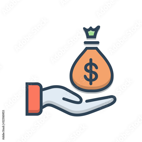 Color illustration icon for money wages