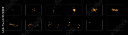 Shine dust animation effect. energy animation effect. frame by frame classic animation sprite sheet for game, cartoon, video, animation or motion