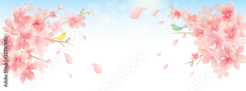 春の花 桜ベクターイラスト Elegant Spring Flowers Vector Background