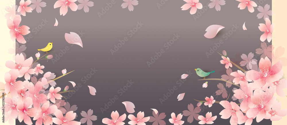 春の花　桜　Elegant Spring Flowers Vector Background
