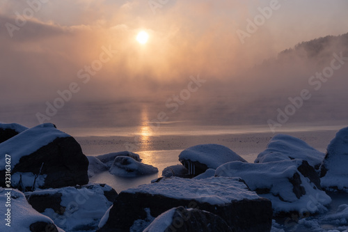 Winter Dawn on the Angara River