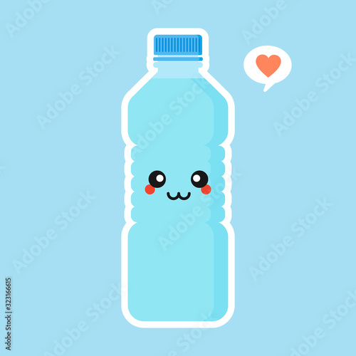 Cute and kawaii cartoon mineral water character. funny water bottle. Concept for healthy nutrition and drinking mineral water. flat design vector illustration, simple emoji and emoticon design