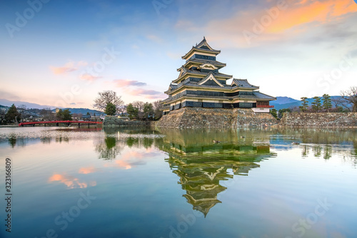 Matsumoto Castle  at sunset, in Matsumoto, Nagano