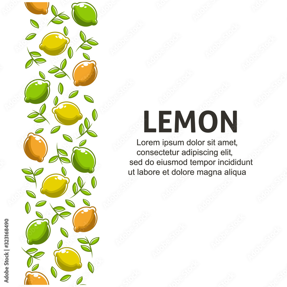 Lemon fruit flat with leaves vector background seamless pattern. Scalable and editable. Vector pattern for textile, print, fabric, backdrop, wallpaper, background.
