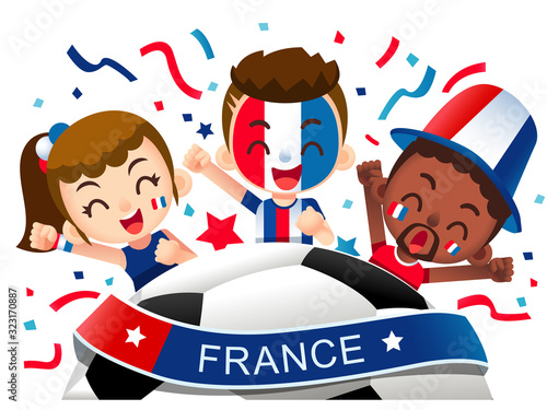 Vector illustration of France football fans characters celebrating