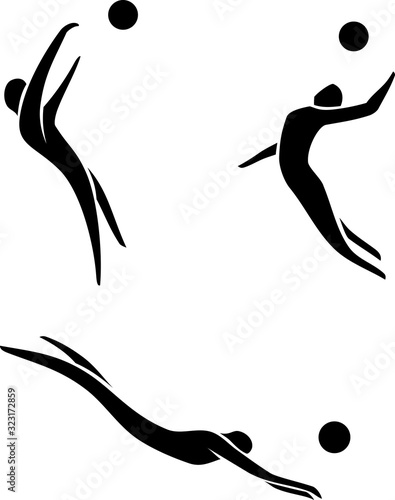 Abstract Volleyball Sport Silhouette Set