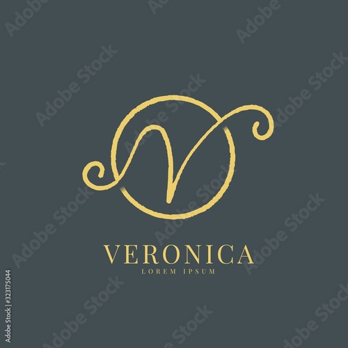 Simple elegant vector logo handwritten letter V. Fashion logo template. veronica logotype. eps10 photo