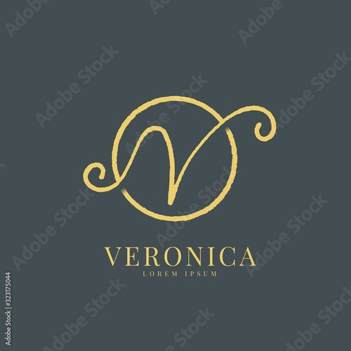 Simple elegant vector logo handwritten letter V. Fashion logo template. veronica logotype. eps10