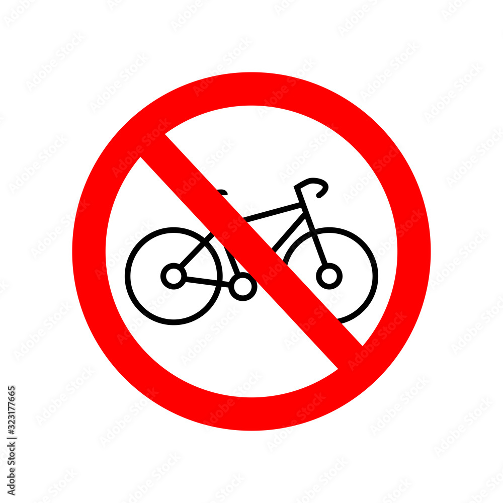No bicycle sign. Prohibited parking vector icon. Forbidden bicycling icon. No bicycle ride vector sign. No bicycle sign. Prohibited parking vector icon. Forbidden bicycling icon. No bicycle ride vector sign.