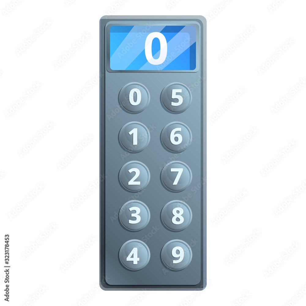 Elevator button panel icon. Cartoon of elevator button panel vector icon for web design isolated on white background Elevator button panel icon. Cartoon of elevator button panel vector icon for web design isolated on white background