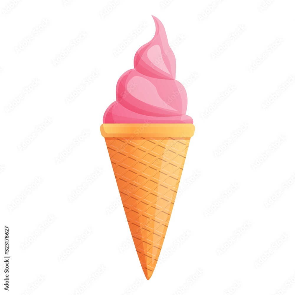 Pink ice cream icon. Cartoon of pink ice cream vector icon for web design isolated on white background