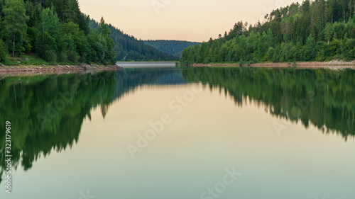 View over the Nagoldtalsperre  Nagold reservoir  in the Black Forest near Freudenstadt  Baden-Wuerttemberg  Germany