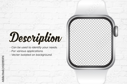 Banner watch with blank screen isolated for various applications. 