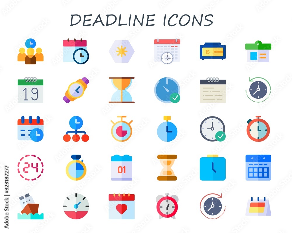 Modern Simple Set of deadline Vector flat Icons