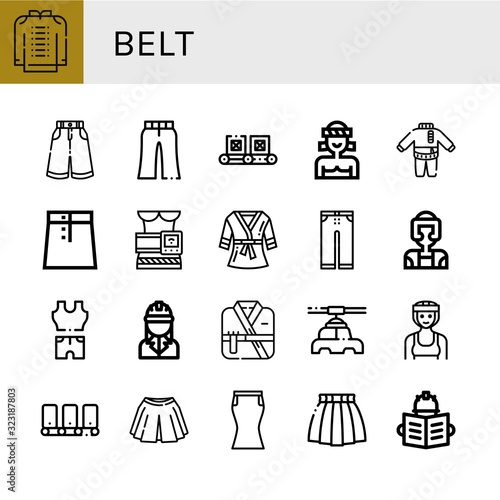 belt simple icons set