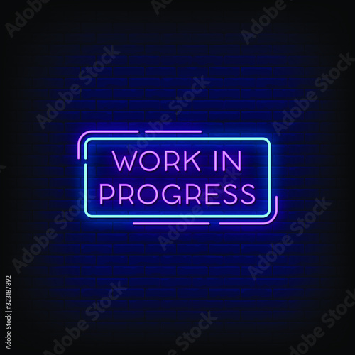 Work in Progress Neon Signs Style Text Vector