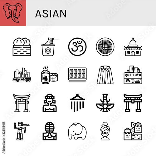 asian icon set