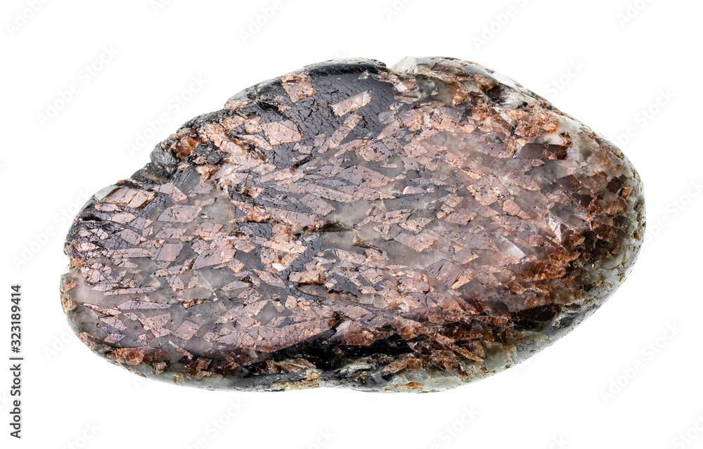 tumbled titanite (sphene) rock cutout on white tumbled titanite (sphene) rock cutout on white