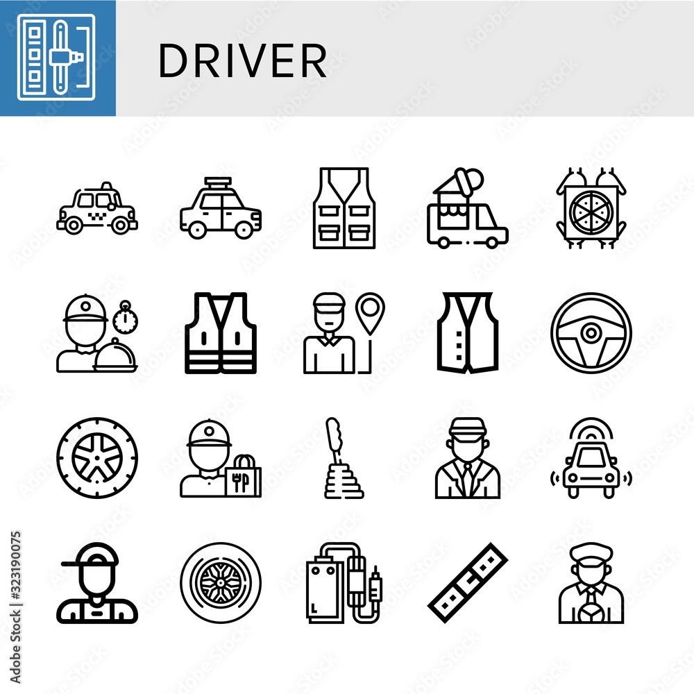 Set of driver icons Set of driver icons