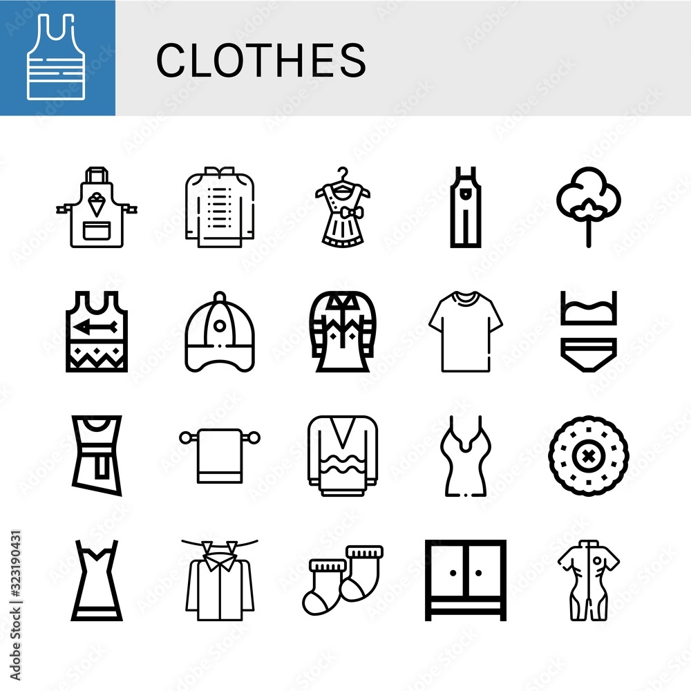 clothes simple icons set clothes simple icons set