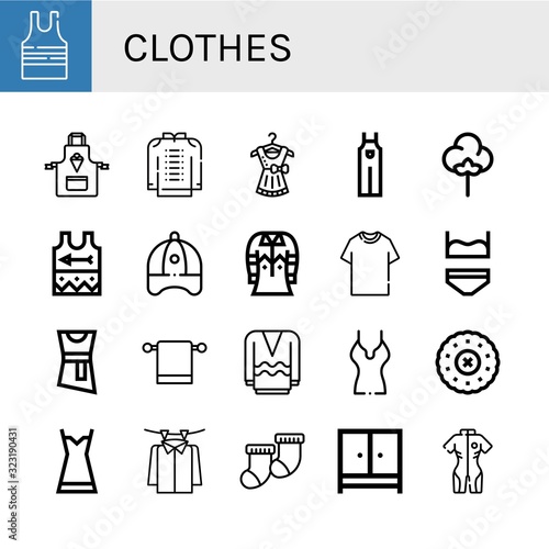 clothes simple icons set