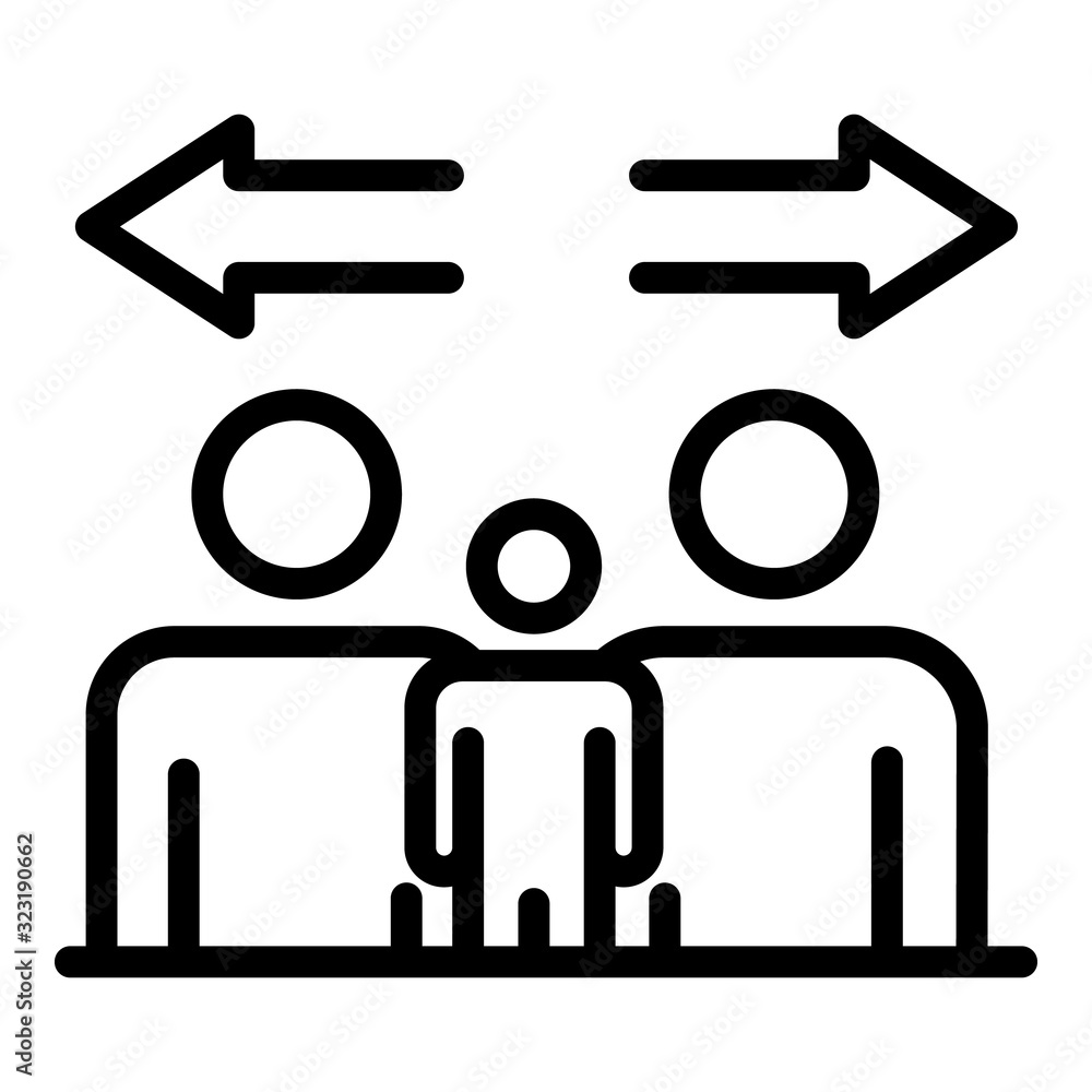 Divorce family icon. Outline divorce family vector icon for web design isolated on white background Divorce family icon. Outline divorce family vector icon for web design isolated on white background
