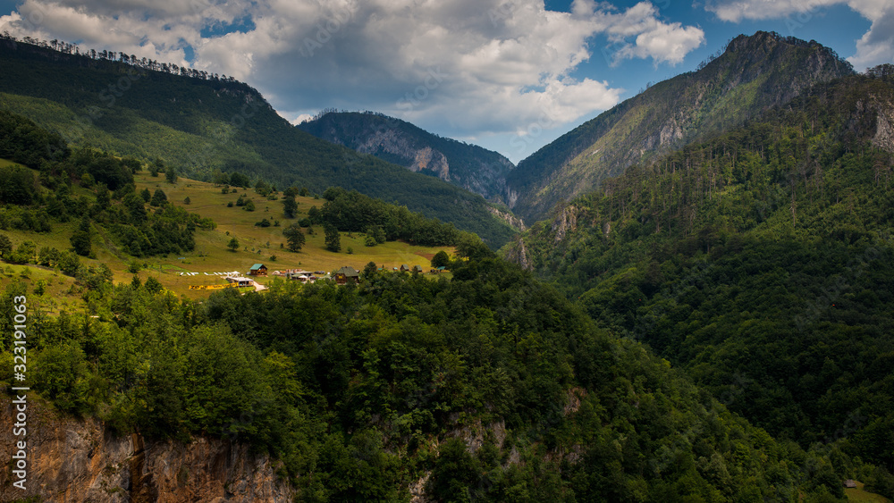 Beautiful, mountainous landscape in the canyon, on a sunny, clear day. Montenegro, Europe.