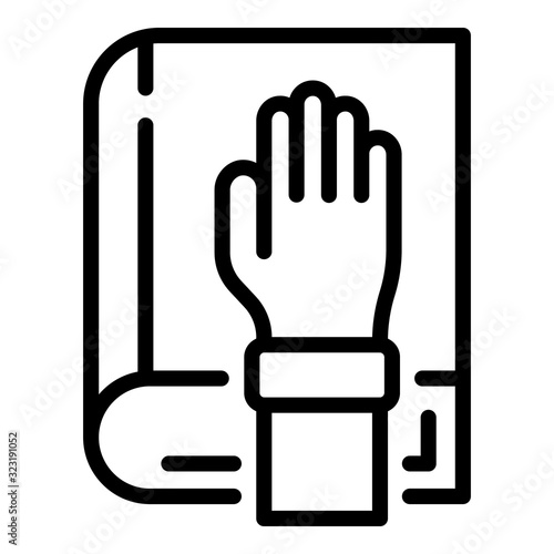 Judge book icon. Outline judge book vector icon for web design isolated on white background