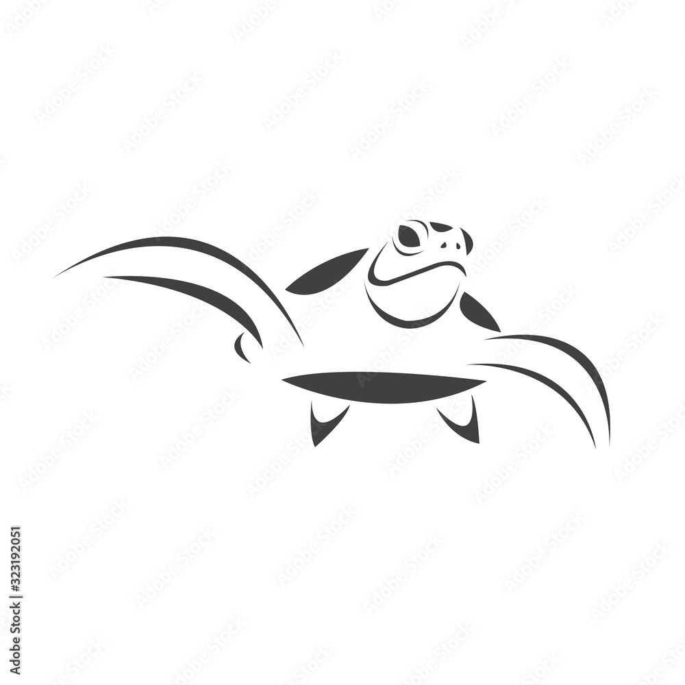 Vector of turtle Black design on a white background. Reptile. Animals ...