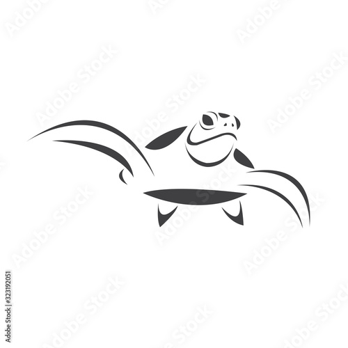 Vector of turtle Black design on a white background. Reptile. Animals. Sea creatures. illustration.
