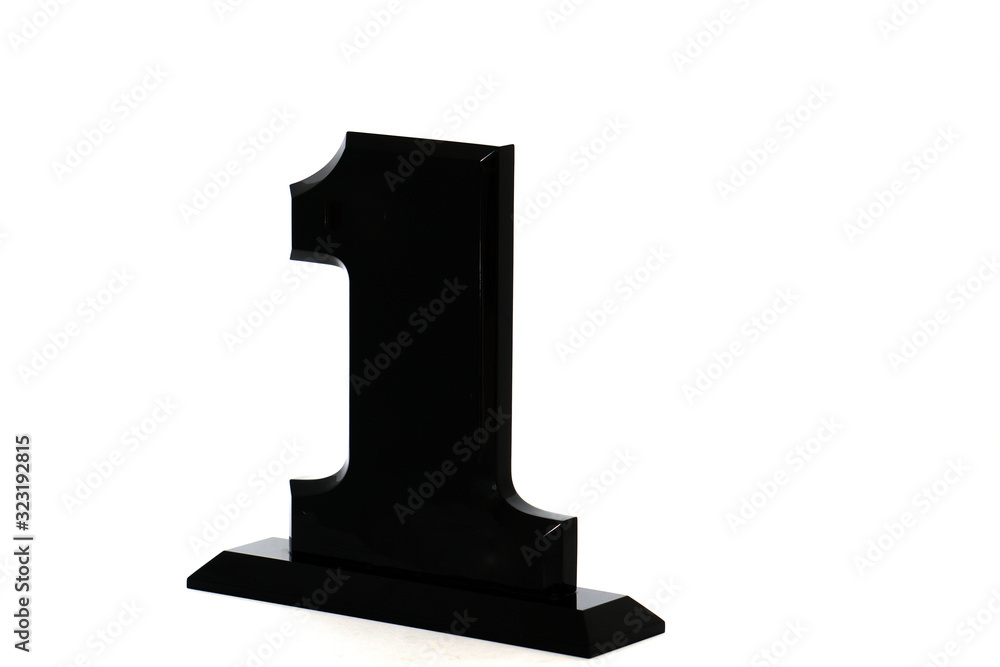 Object - Black Trophy of No. 1 Reward For winning the competition - Number one shape isolated on white background Object - Black Trophy of No. 1 Reward For winning the competition - Number one shape isolated on white background