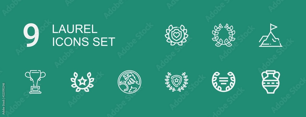 Fototapeta premium Editable 9 laurel icons for web and mobile