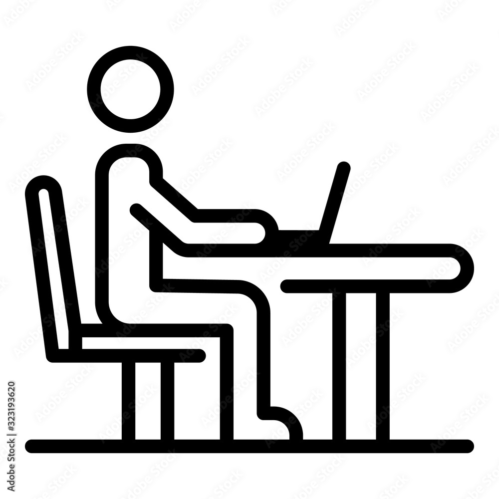 Home laptop work icon. Outline home laptop work vector icon for web design isolated on white background Home laptop work icon. Outline home laptop work vector icon for web design isolated on white background