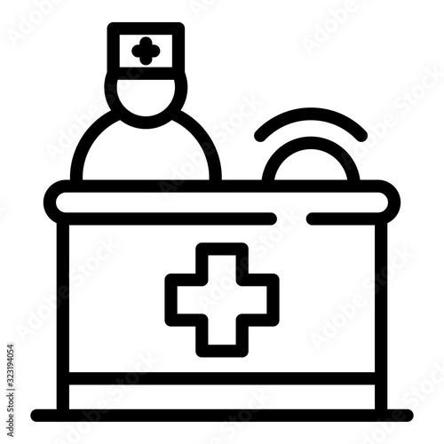 Private clinic reception icon. Outline private clinic reception vector icon for web design isolated on white background